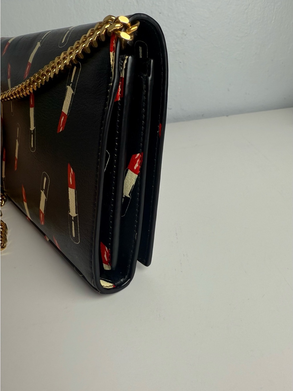 YSL Saint Laurent Black Leather Lipstick Wallet on Chain - Picture 6 of 12